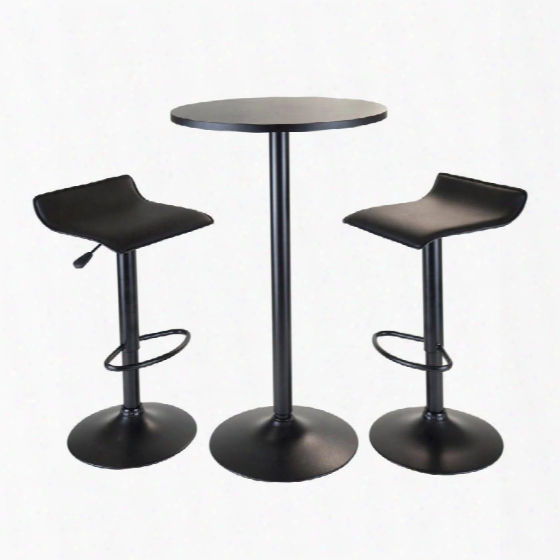 20313 Obsidian 3pc Pub Set Round Table With 2 Airlift Stools In