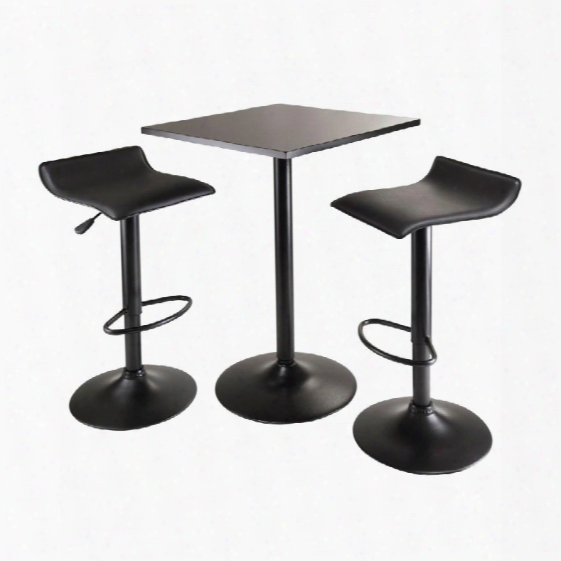 20325 Obsidian 3pcc Table Set Square Table Counter Height With 2 Airlift Stools In