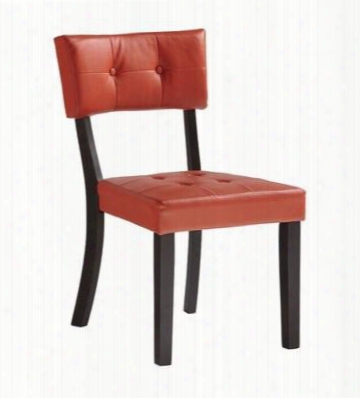 398434 Prism Faux Leather Side Chair With Tufted Accents And Straight Sturdy Legs In