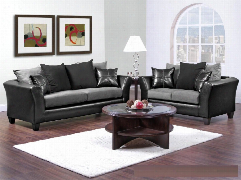 42417002sl Gamma Sofa + Loveseat With 1.5 High Density Foam Toss Pillows Sinuous Wire Springs And Solid Kiln Dried Hardwoods In Jefferson Black And Sierra