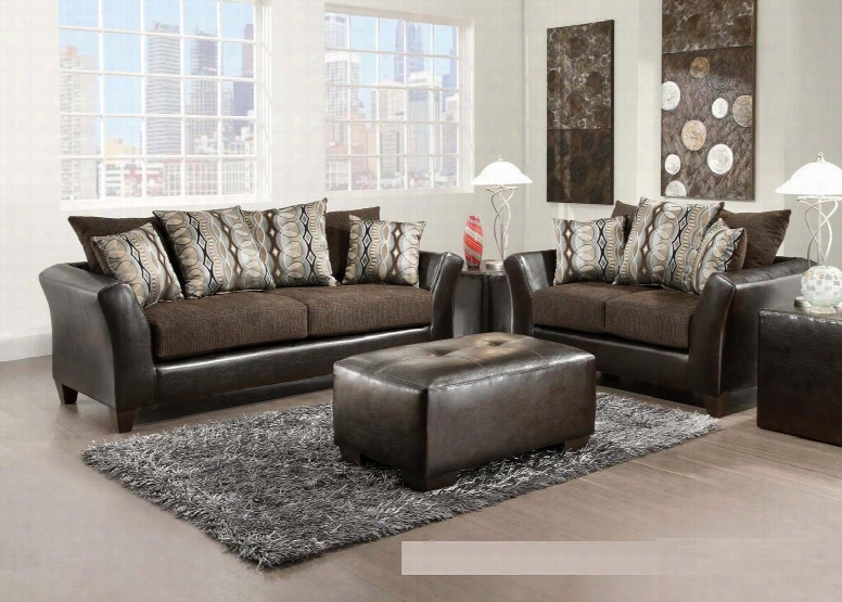 42417301sl Eta Sofa + Loveseat With 1.5 High Density Foam Toss Pillows Sinuous Wire Springs And Solid Kiln Dried Hardwoods In Jefferson Chocolate And Rip