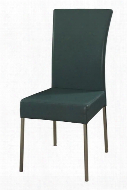 433496 Cameo Teal Dining Chair With Slim Waterfall Faux Leather Profile And Sturdy Chrome Metal Frame In Teal