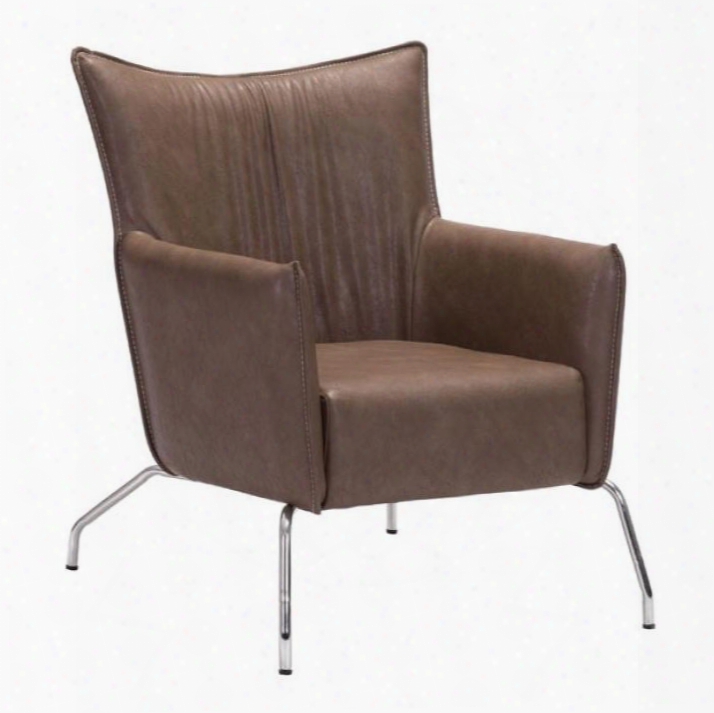 5o0509 Ostend Collection 35" Occassional Chair With Chrome Egs And Leatherette Upholstery In Saddle