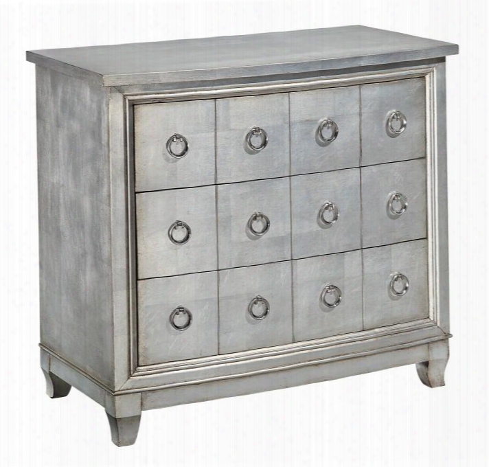 50663 36" Chest With 3 Drawers Reflective Sheen And Silver Toned Ring Pulls In Cosmopolitan Burnished