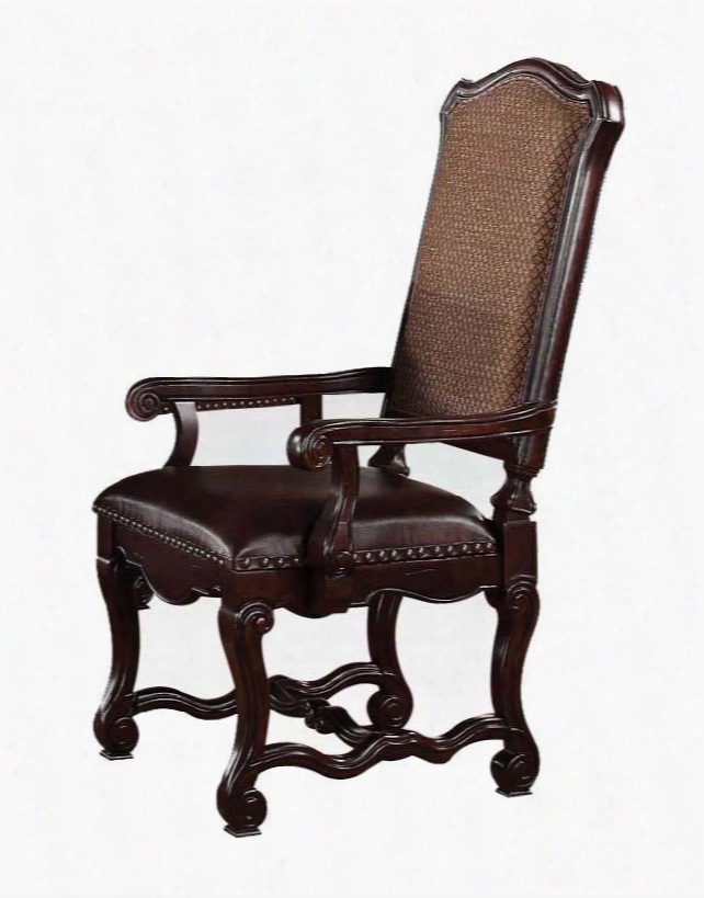 60288 Delphia Arm Chair (set-2) Brown Cherry &