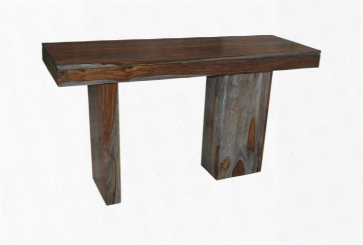 63161 54" Console Table With Asymmetrical Legs And Wood Grains In Sheesham Highlight Wash