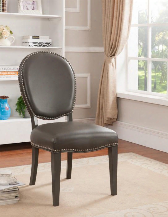 67407 39" Accent Dining Chair With Tapered Legs Bonded Leather Upholstery And Nail Head Trim In Keats