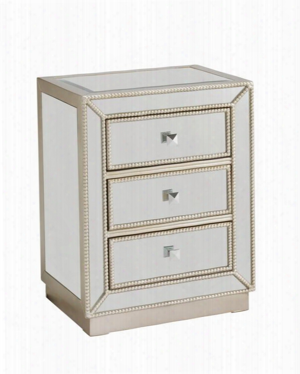 67508 20" Chest With Three Drawers Mirrored Insets And Elsinore Silver