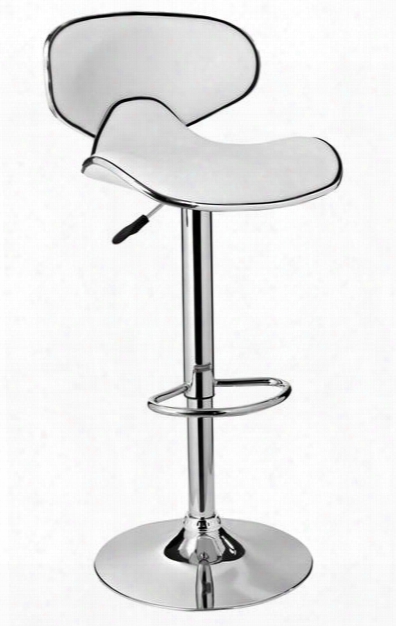 736-890 41" Adjustable Barstool With Curved Back Faux Leather Seat Round And Sturdy Footrest In