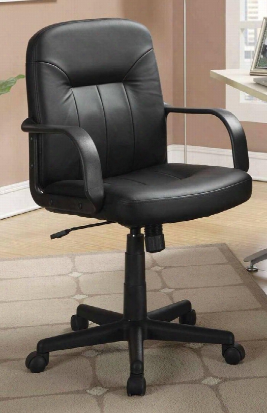 800049 Office Chairs Casual Office Task Chair With 360 D Egree Swivel Base Black Leather-like Vinyl And Thick Plush Cushion In