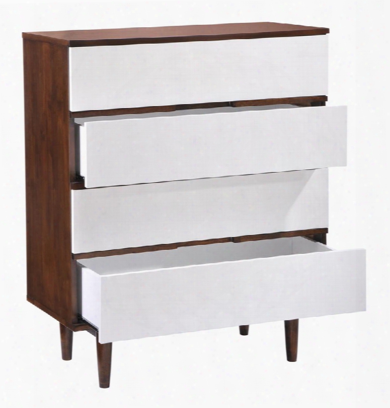 800335 La High Chest Through  Solid Rubber Wood And Veneer Materials In Walnut And White