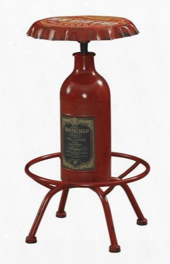 867-7z7 33" Bottle Bar Stool With Bottle-shaped Center Post And An Oversized Bottle Cap