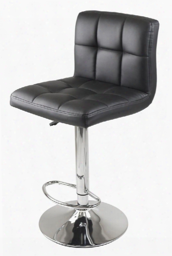 93150 Stockholm Air Lift Stool Swivel Square Grid Faux Leather Seat In Black