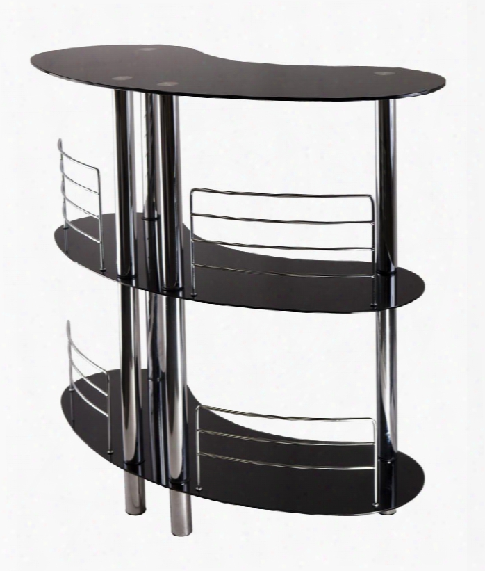 93347 Martini Entertainment Bar By The Side Of Black Glass Top And