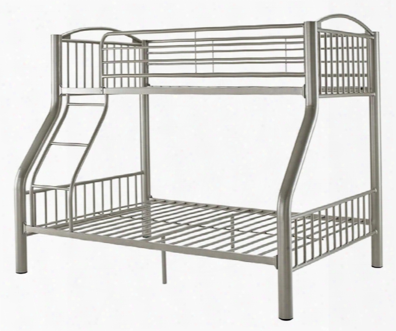 941-192 66" Twin Over Full Bunk Bed With Stylish Yet Stuurdy Step Ladder In Pewter