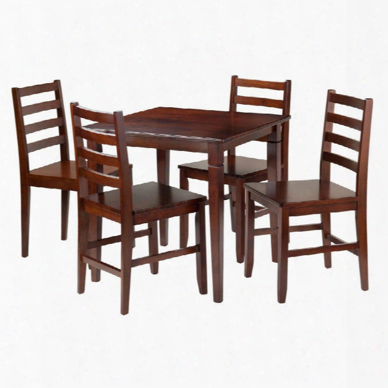 94537 Kingsgate 5-pc Dining Table With 4 Hamilton Ladder Back Chairs In Antique Walnut