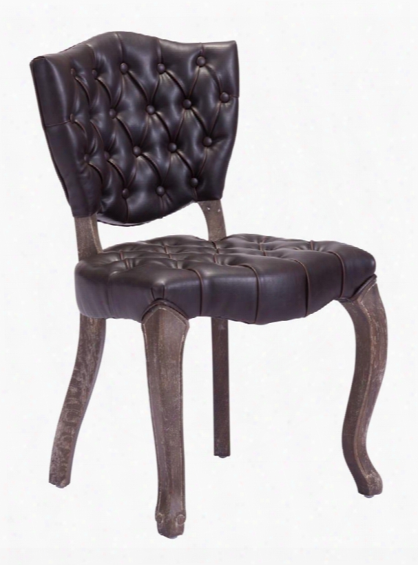 98383 Leavenworth 34" Dining Chair With Oak Wood Finished Legs And Button Tufted Seat And Back In