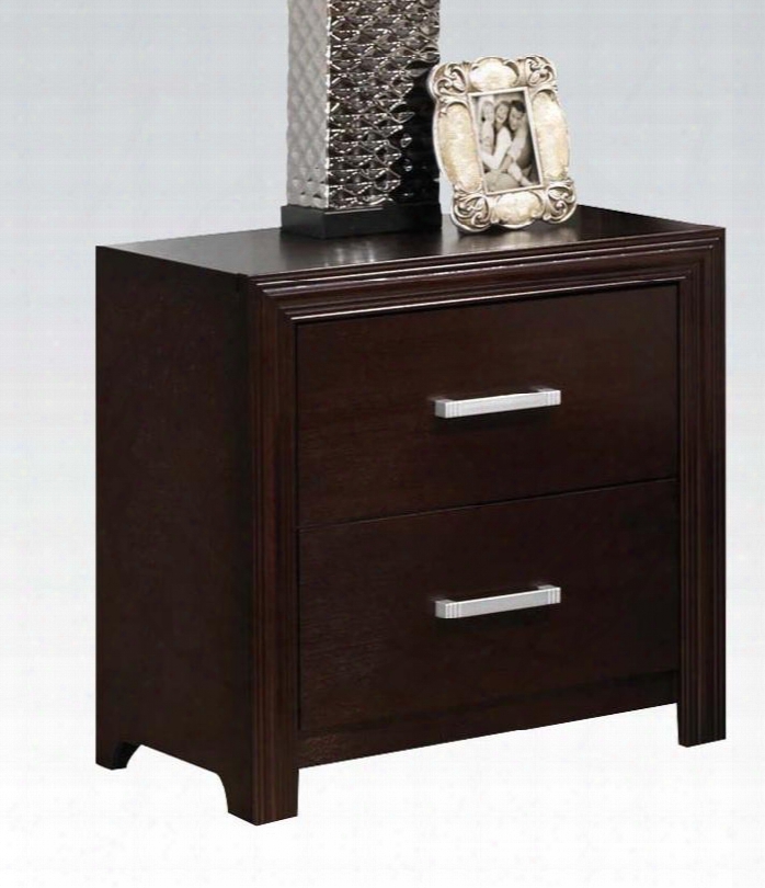 Ajay Collection 21433 24" Nightstand Wit H 2 Drawers Metal Hardware Handles Rubberwood And Chipboard Materials In Espresso