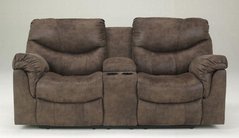 Alzena 7140096 80" Double Power Reclining Loveseat With Storage Console Cup Holders Padded Arms And Divided Backs In Gun