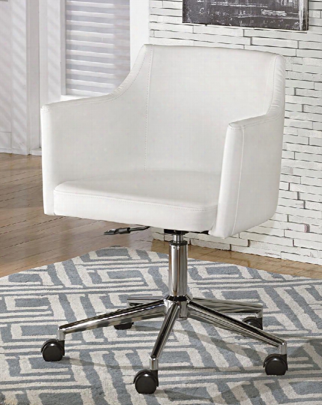 Baraga H410-01a 35" Home Office Swivel Desk Chair With Casters Faux Leather And Adjustable Height In