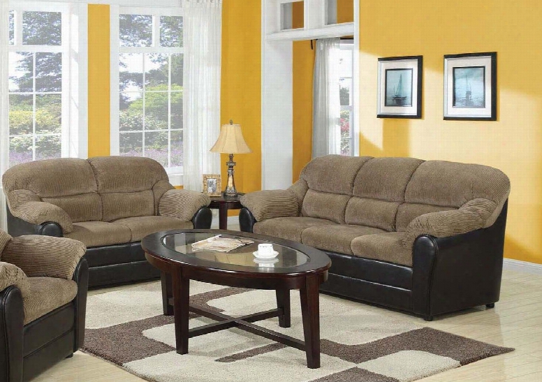 Connell Collection 15945sl 2 Pc Living Room Set With Sofa + Loveseat In Brown And Espresso