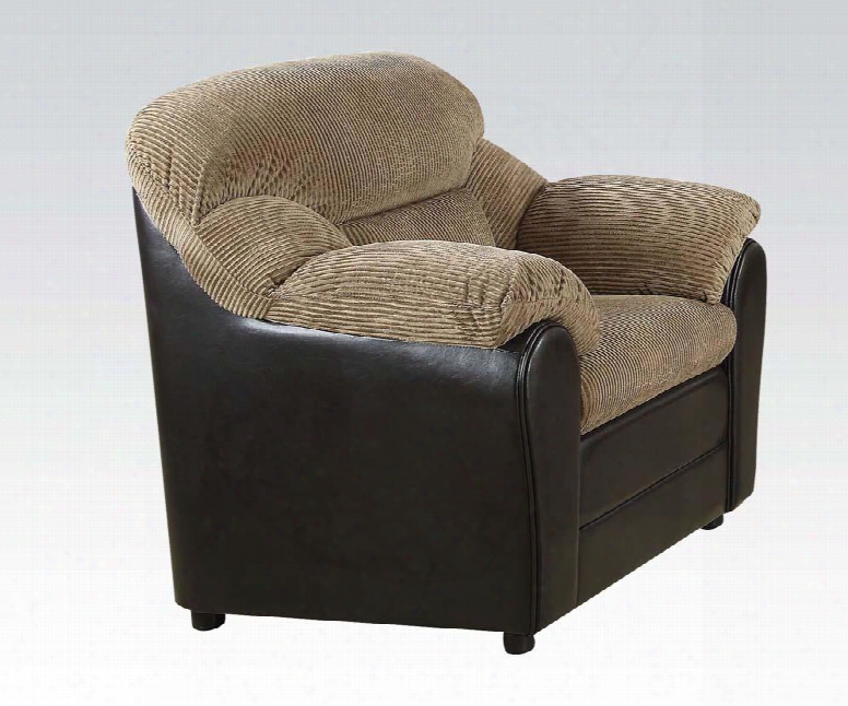 Connell Collection 15947 43" Chair With Microfiber And Pu Leather Upholstery In Saddle And Espresso