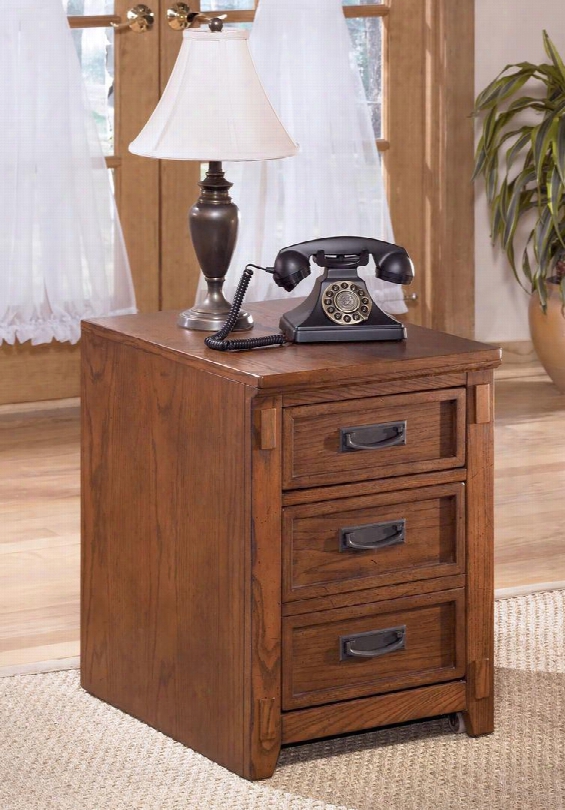 Cross Island H319-12 24" File Cabinet Including 3 Drawers With Decorative Hardware Casters And Molding Detail In Medium