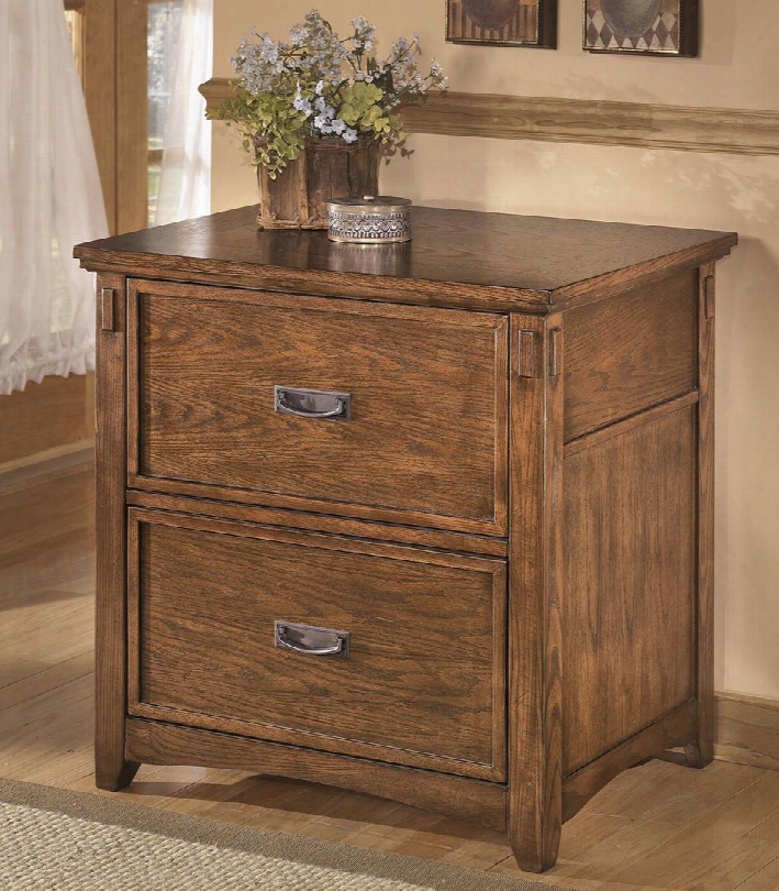 Cross Island H319-42 30" Lateral File Cabinet Including 2 Drawers With Decorative Hardware Molding Detail And Tapered Legs In Medium