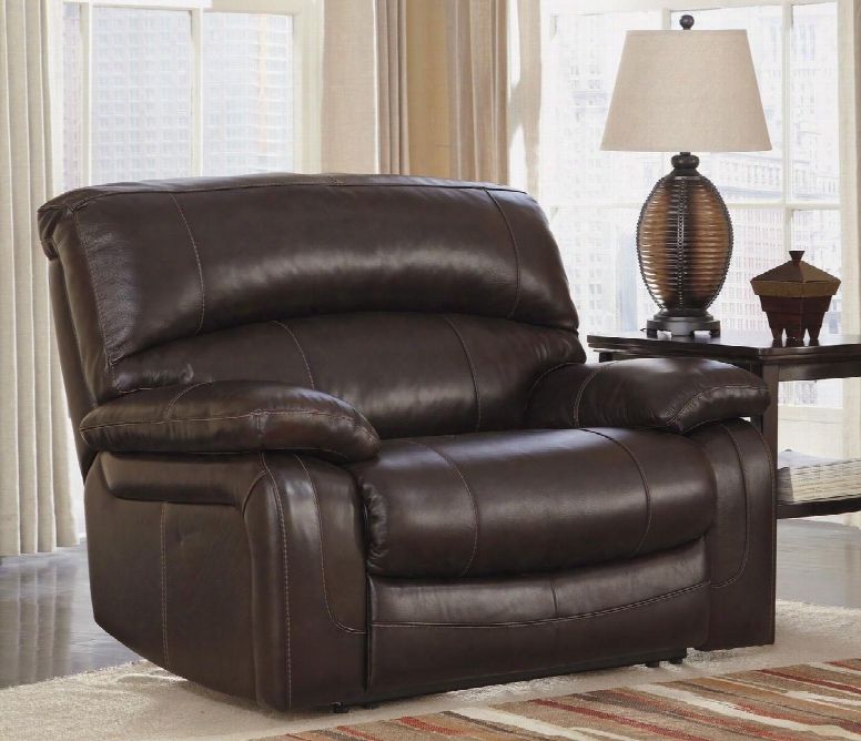 Damacio U9820082 54" Zero Wall Power Wide Recliner With B Ustle Back Design Pillow Padded Arms And Constructed With Metal Drop-in Unitized Seat Box In Dark