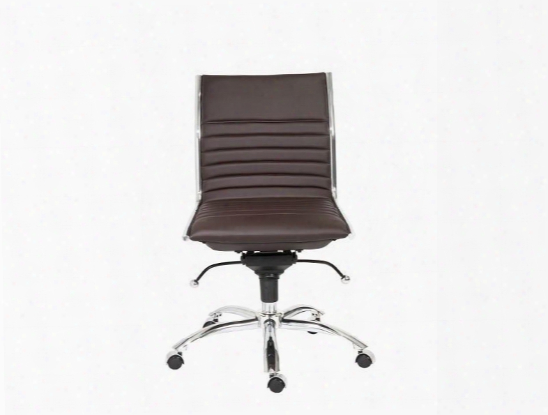 Dirk Low Back Office Chair Armless In Brown Design By Euro Style