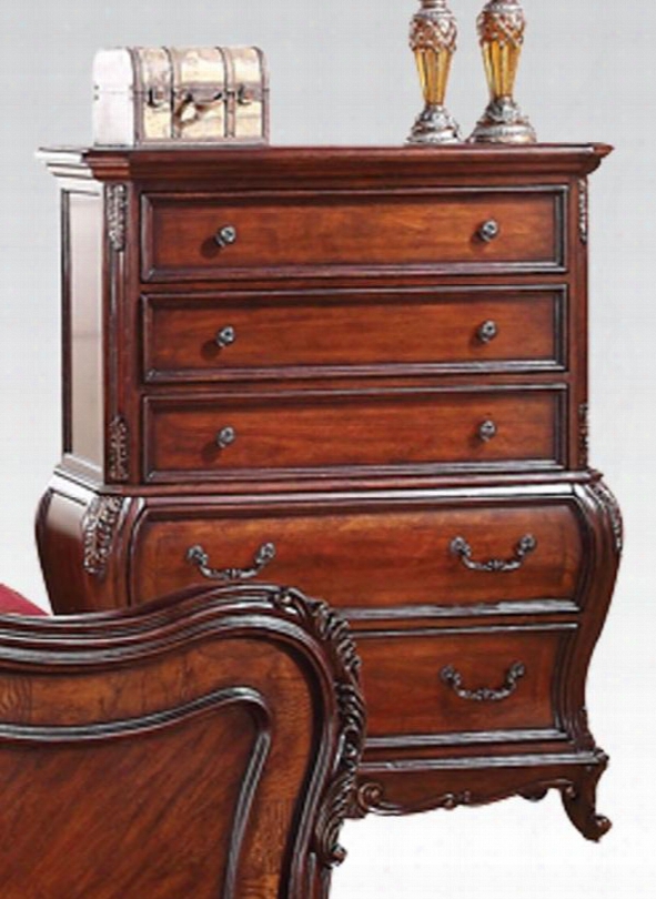 Dorothea Collection 20596 44" Chest Wit 5 Drawers Queen Anne Legs Metal Hardware Poplar Wood And Cherry Veneer Materials In Cherry