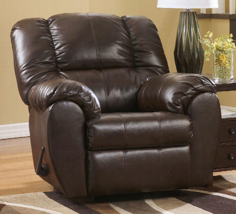 Dylan Durablend 7060325 41" Rocker Reclner With Pillow Top Arms Thick Bustle Back Cushion Jumbo Stitching Accents And Metal Construction In