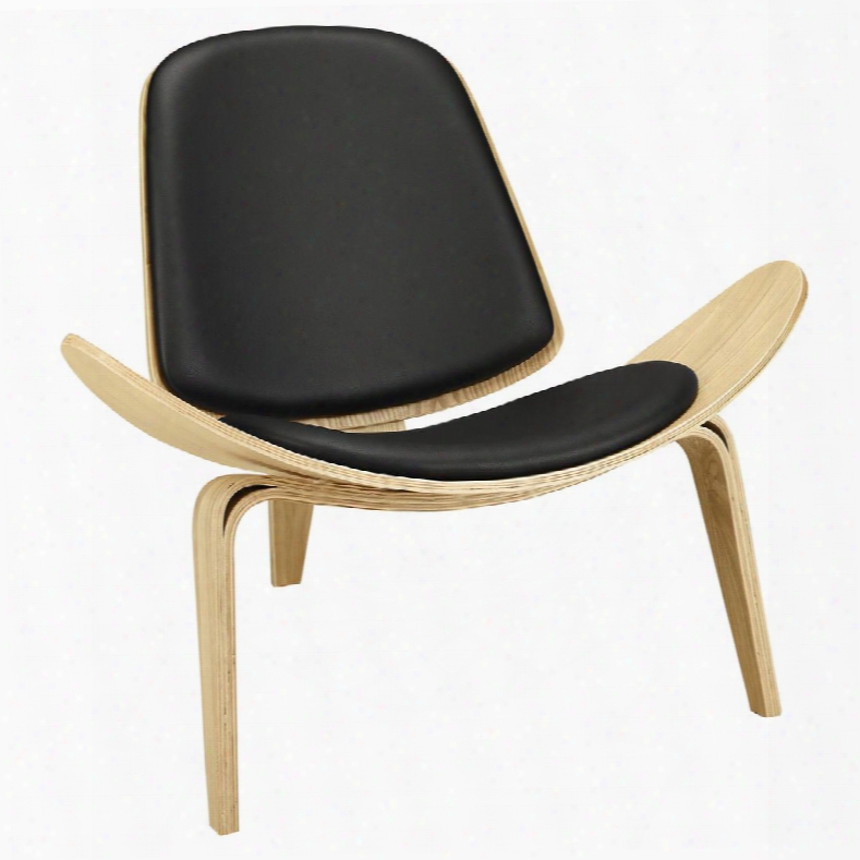 Eei-1050-oak-blk Arch Lounge Chair In Oak Black