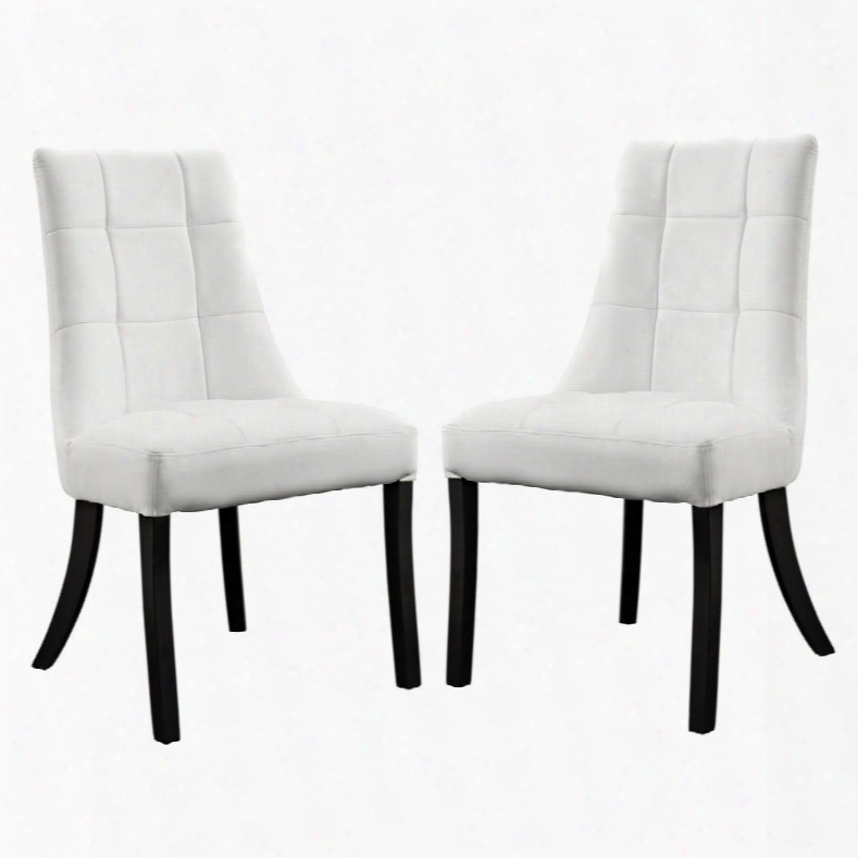Eei-1298-whi Noblesse Vinyl Dining Chair Set Of 2 In White