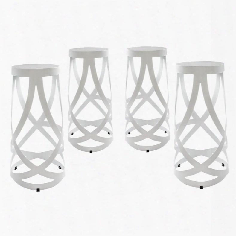 Eei-1361-whi Ribbon Bar Stool Set Of 4 In White