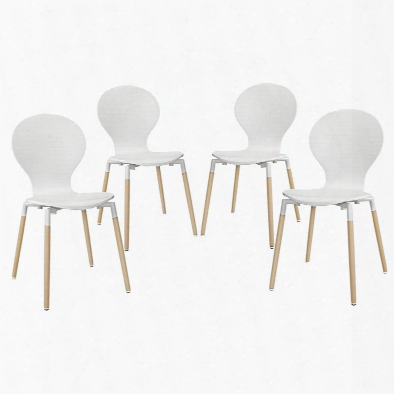 Eei-1369-whi Path Dining Chair Set Of 4 In White