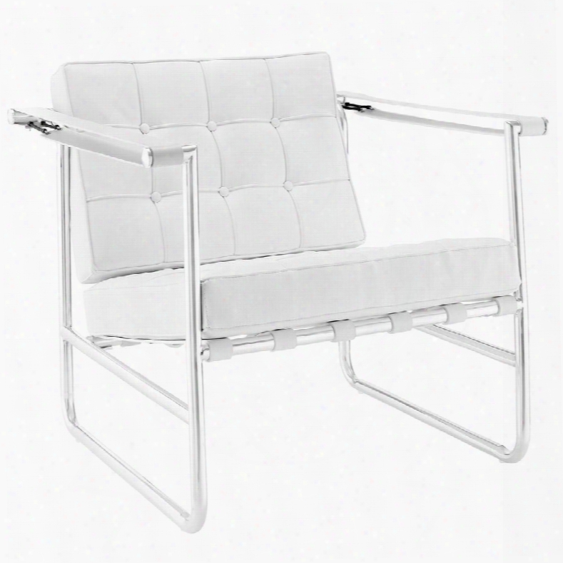 Eei-1435-whi Serene Stainless Steel Lounge Chair In White