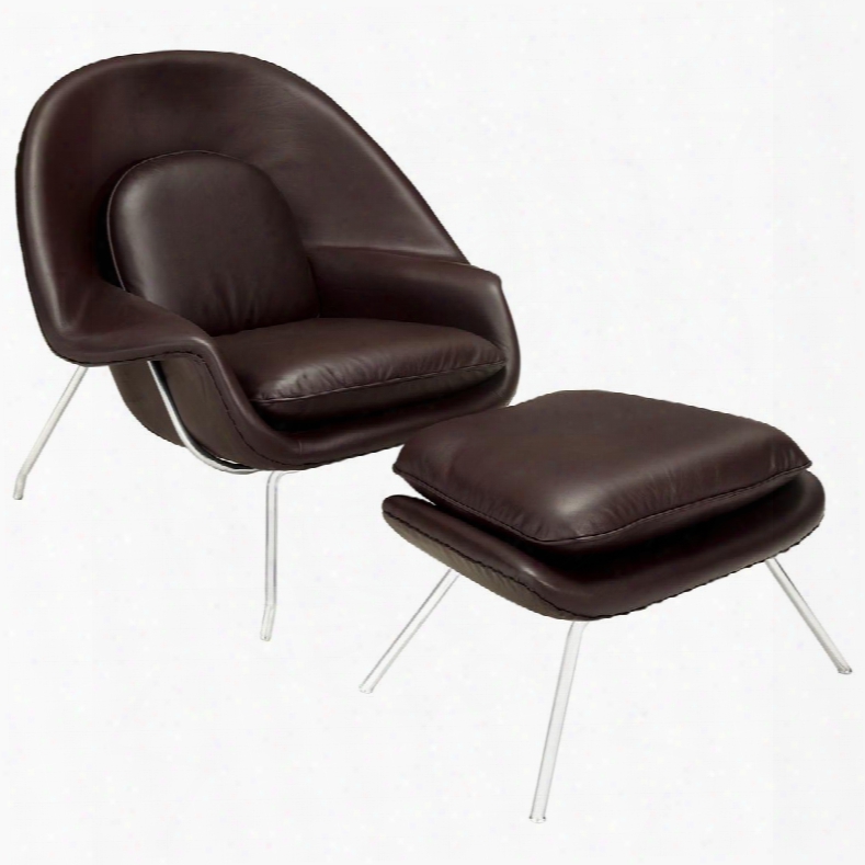 Eei-239-dbr W Leather Lounge Chair In Dark Brown