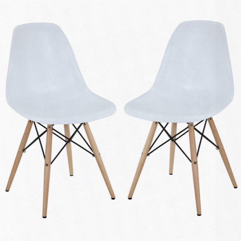 Eei-928-whi Set Of 2 Pyramid Dining Side Chairs With Tapered Legs In White