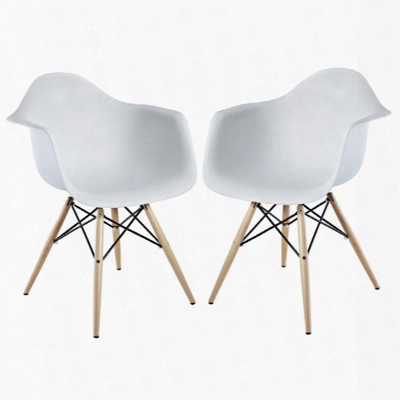 Eei-929-whi Pyramid Dining Armchair Set Of 2 In White