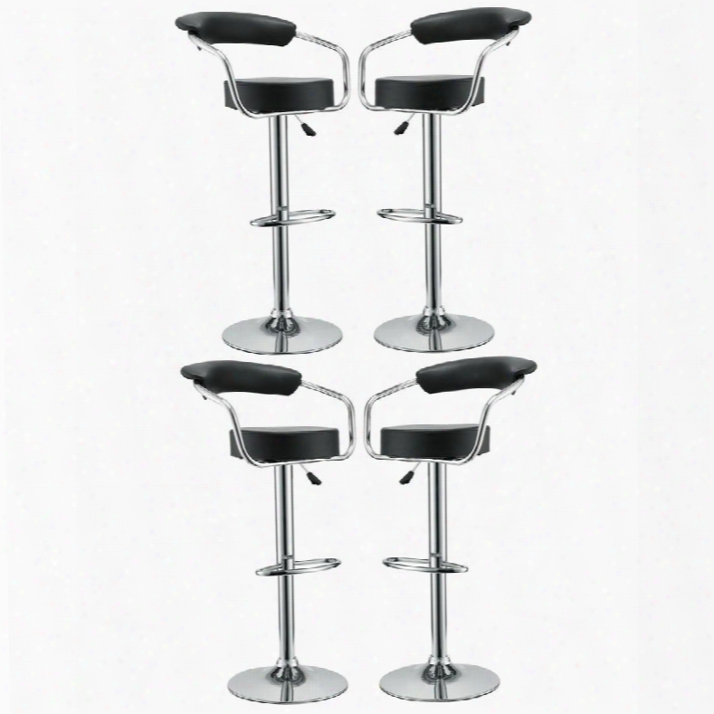 Eei-932-blkdiner Bar Stool Set Of 4 In Black