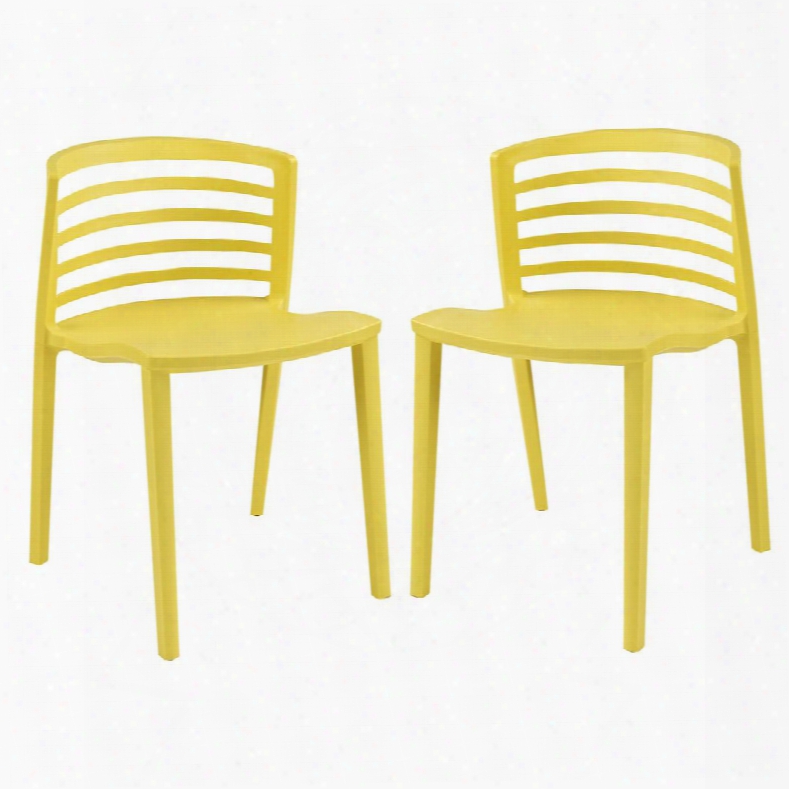 Eei-935-ylw Curvy Dining Chairs Set Of 2 In Yellow