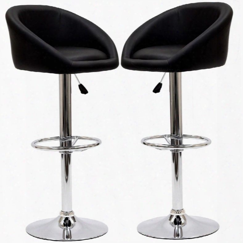 Eei-938-blk Marshmallow Bar Stool Set Of 2 In Black