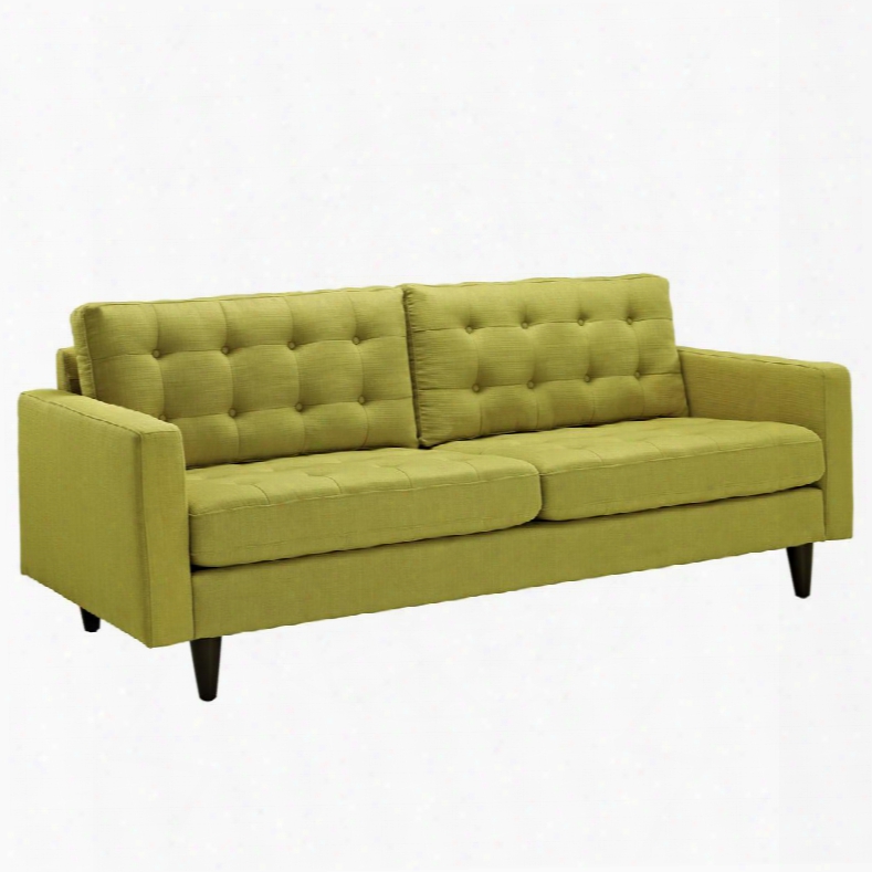 Empress Collection Eei-1011-whe 84.5" Sofa With Deeply Tufted Buttons Solid Wood Tapered Legs Track Arms Plastic Glides  And Fabric Upholstery Inwheatgrass