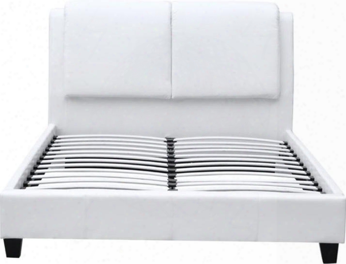 Fmi10070-white Queen Sized Bed With Overstuffed Headboard In