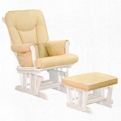 Gl7126w Sleigh Glider With Ottoman Easy To Clean Cushions Smooth Gliding And Sturdy Wood Construction In