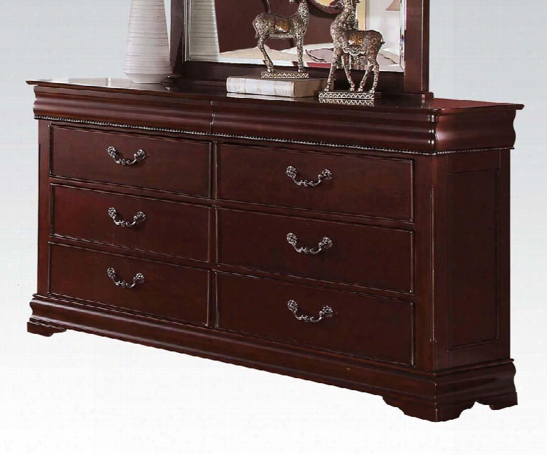 Gwyneth Collection 21865 63" Dresser With 8 Drawers Felt Lined Top Drawers Metak Hardware And Hard Pine Wood Construction In Cherry