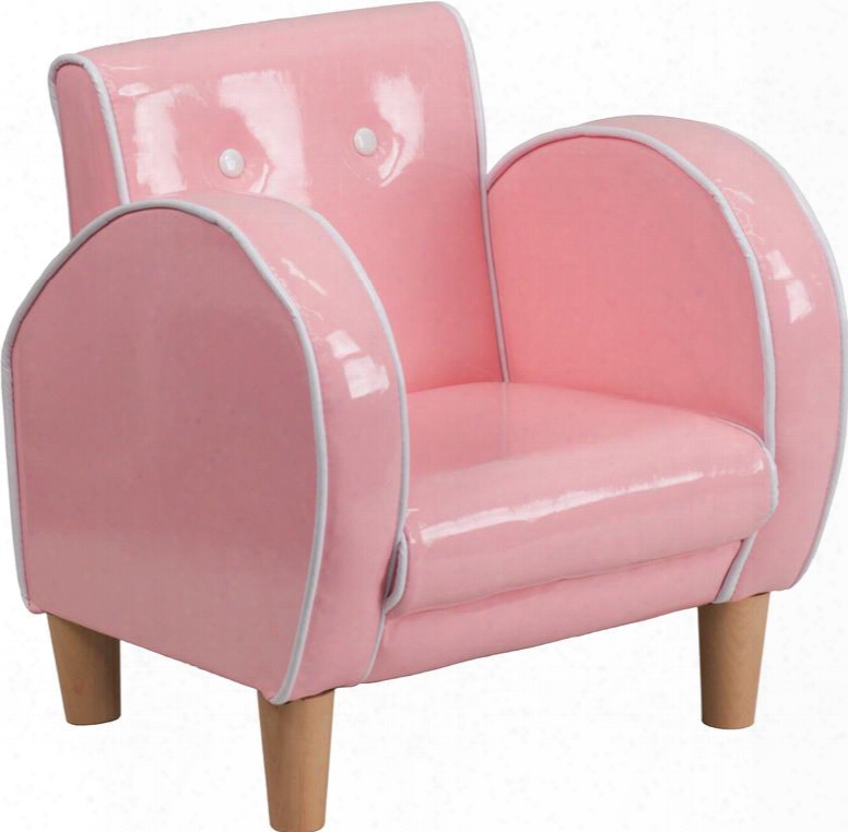 Hr Series Hr-15-gg 20.75" Kids Lounge Seating With Tufted Back And Curved Arms In Pink Vinyl
