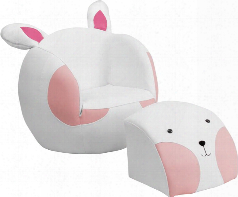 Hr Series Hr-7-gg Kids 21" Rabbit Chair And Footstool In Pink And White