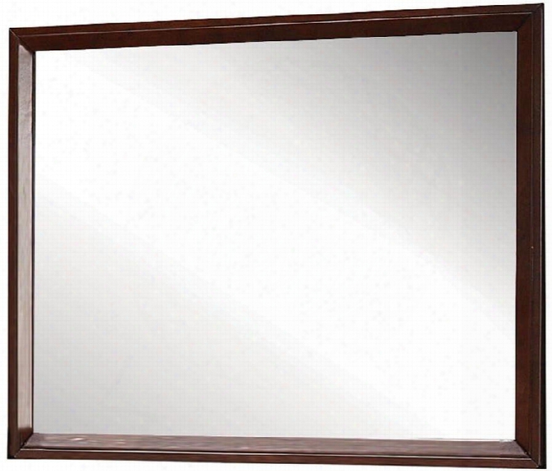 Ilana Collection 20404 45" X 35" Mirror With Rectangle Shape Rubberwood And Okume Veneer Materials In Brown Cherry